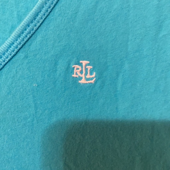 Ralph Lauren Turquoise V-Neck Tee Size Medium - Picture 4 of 4